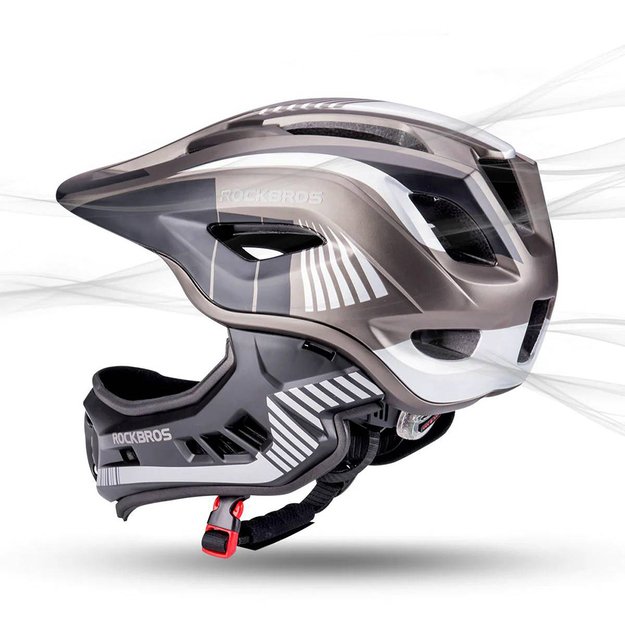 Rockbros TT-32SBTG-S children s bicycle helmet with removable chinbar, size S - gray 4