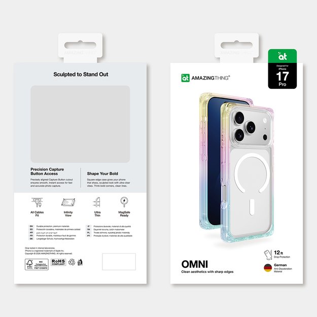 AmazingThing Omni case for iPhone 17 Pro compatible with MagSafe - transparent-rainbow 10