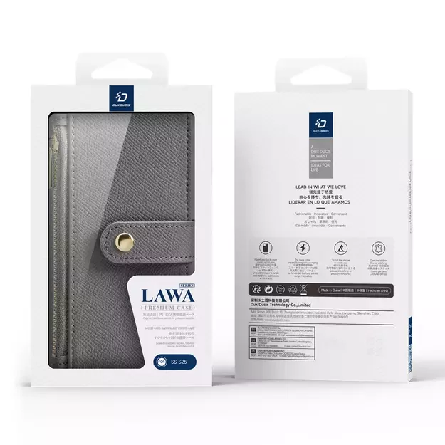 Dux Ducis Lawa Leather Case for Samsung Galaxy S25 with Detachable Magnetic Wallet - Gray 24