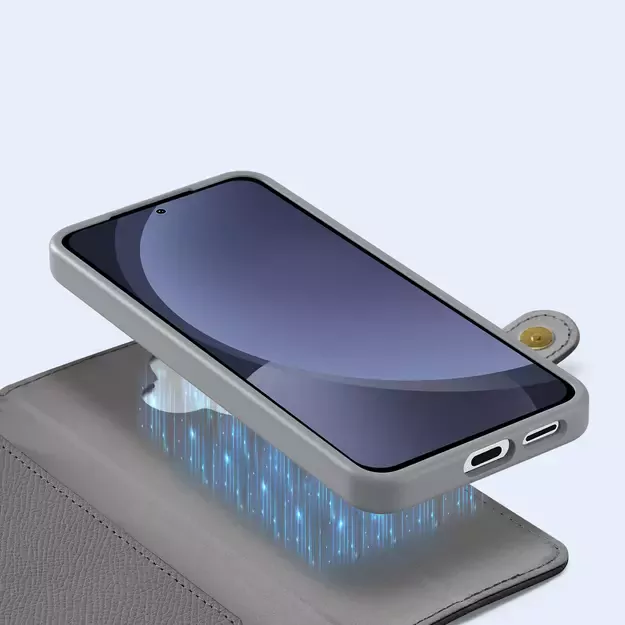 Dux Ducis Lawa Leather Case for Samsung Galaxy S25 with Detachable Magnetic Wallet - Gray 20