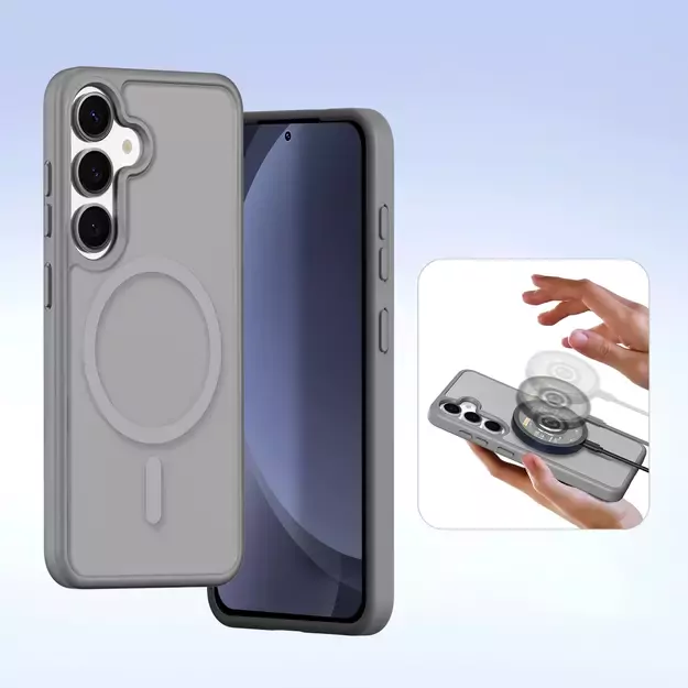 Dux Ducis Lawa Leather Case for Samsung Galaxy S25 with Detachable Magnetic Wallet - Gray 17