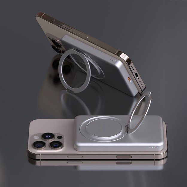 Dudao K28S 20W PD 5000mAh Powerbank with MagSafe and Stand - Silver 6