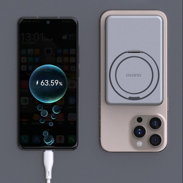 Dudao K28S 20W PD 5000mAh Powerbank with MagSafe and Stand - Silver 4