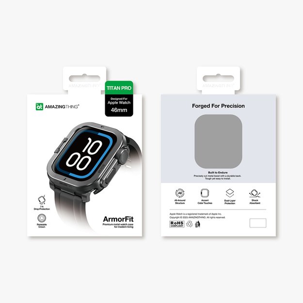 AmazingThing Titan Pro Metal Case for Apple Watch 11 46mm Aluminum - Black 5