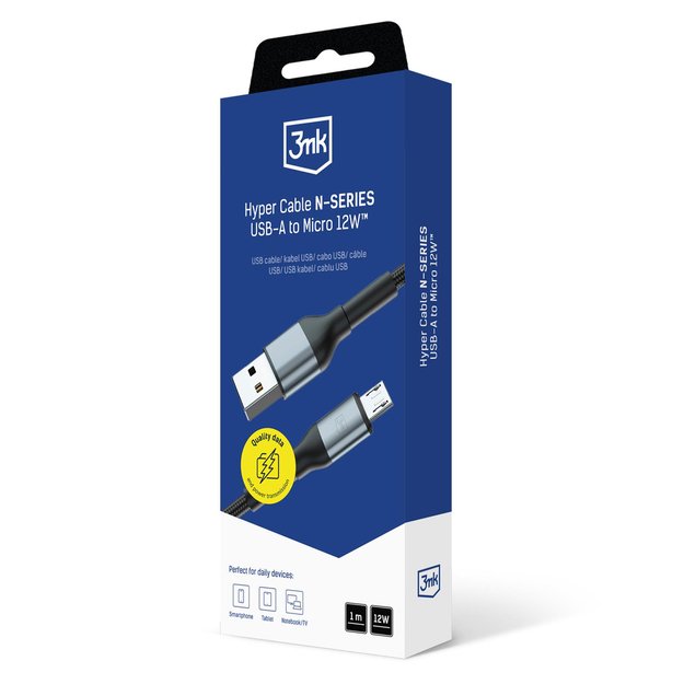 3mk Hyper Cable N-SERIES USB-A / MicroUSB 1m 5V/2.4A 12W / black 13