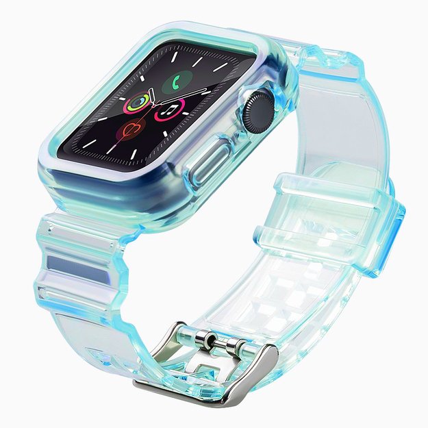 Silicone Band Strap Bracelet Case Strap Light Set for Apple Watch 40mm - Blue 2