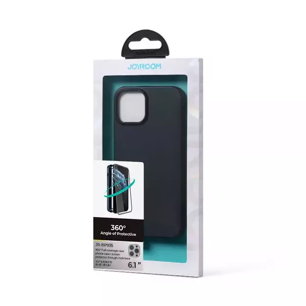 Joyroom 360 Full Case front and back cover for iPhone 13 Pro + tempered glass screen protector black (JR-BP935 black) 12