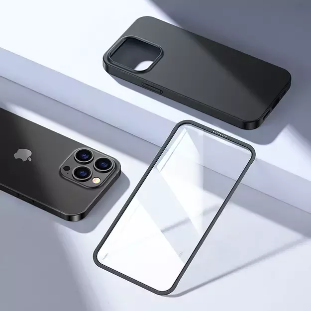 Joyroom 360 Full Case front and back cover for iPhone 13 Pro + tempered glass screen protector black (JR-BP935 black) 16