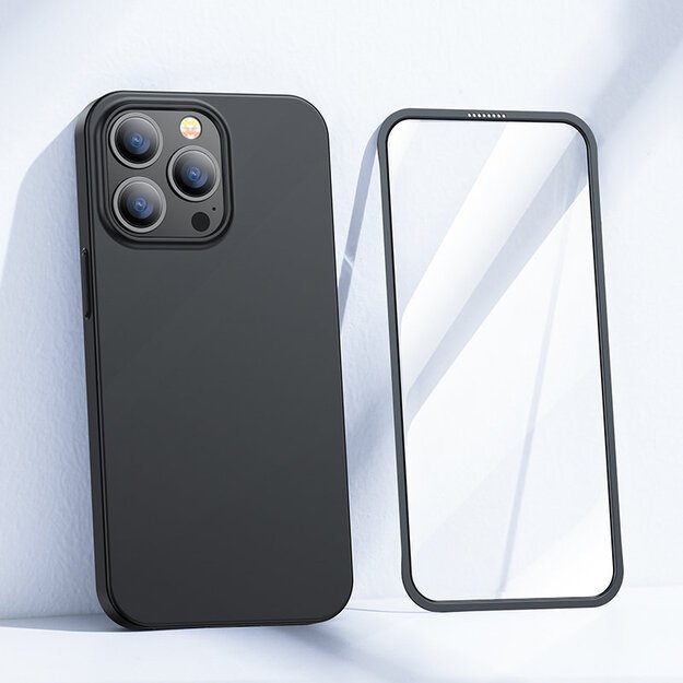 Joyroom 360 Full Case front and back cover for iPhone 13 Pro + tempered glass screen protector black (JR-BP935 black) 1
