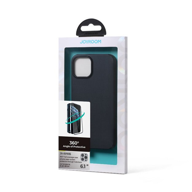 Joyroom 360 Full Case front and back cover for iPhone 13 Pro + tempered glass screen protector black (JR-BP935 black) 4