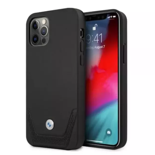 Etui BMW BMHCP12MRSWPK iPhone 12/12 Pro 6,1  czarny/black hardcase Leather Perforate