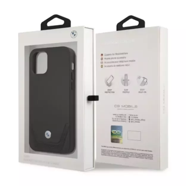 Etui BMW BMHCP12MRSWPK iPhone 12/12 Pro 6,1  czarny/black hardcase Leather Perforate 14