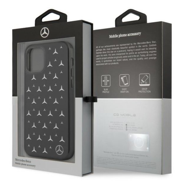 Mercedes MEHCP12MESPBK iPhone 12/12 Pro 6,1  czarny/black hardcase Silver Stars Pattern 7