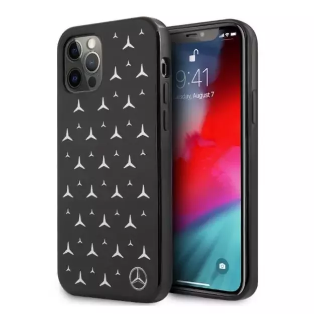 Mercedes MEHCP12MESPBK iPhone 12/12 Pro 6,1  czarny/black hardcase Silver Stars Pattern