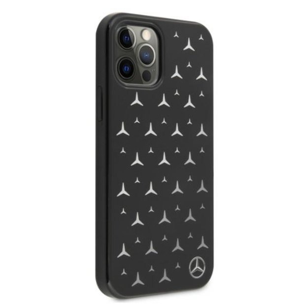 Mercedes MEHCP12MESPBK iPhone 12/12 Pro 6,1  czarny/black hardcase Silver Stars Pattern 3