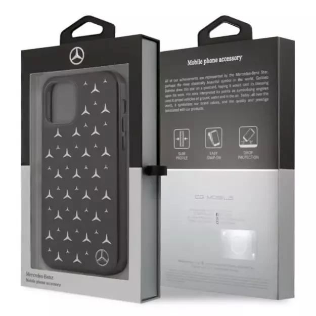 Mercedes MEHCP12MESPBK iPhone 12/12 Pro 6,1  czarny/black hardcase Silver Stars Pattern 14