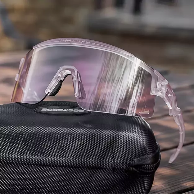 Rockbros Cycling Glasses Photochromic, with UV Protection and Corrective Insert, Clear - Purple 8