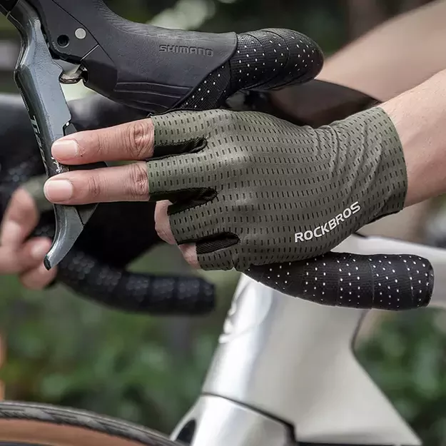 Rockbros Breathable Short Finger Cycling Gloves, Size: XXL - Green 1