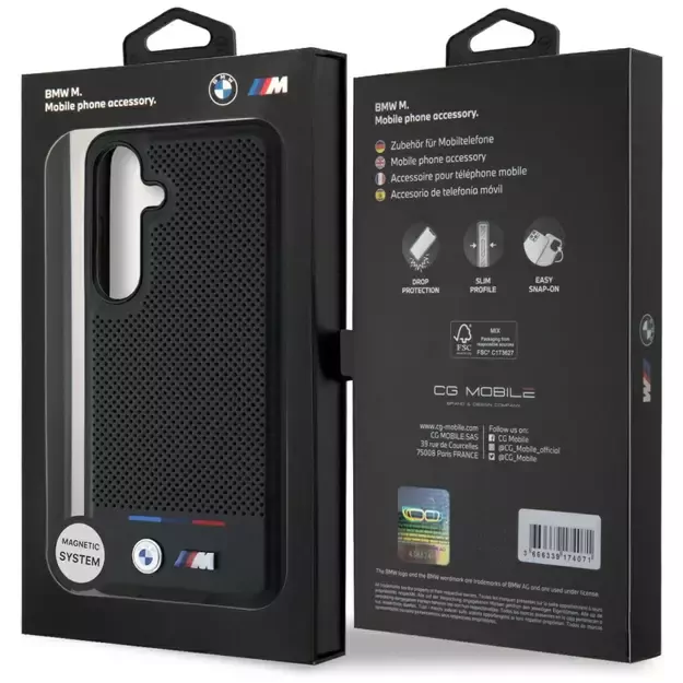 BMW Leather Tricolor Stripe MagSafe Case for Samsung Galaxy S25 - Black 14