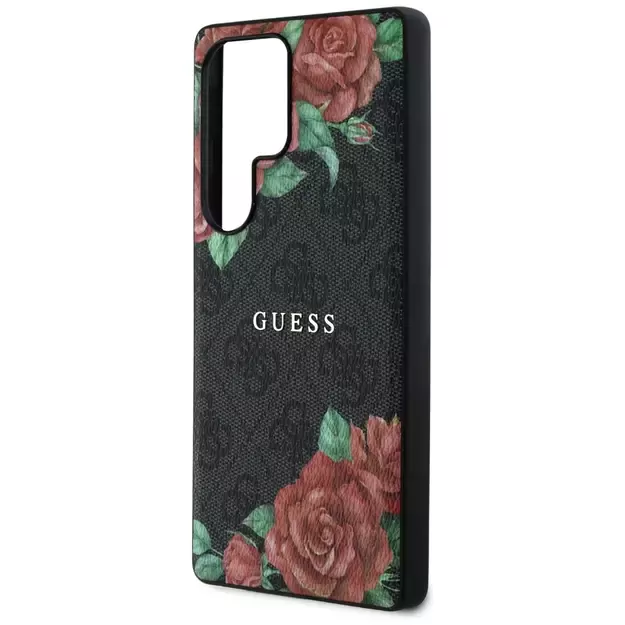 Guess Leather 4G Flowers Print Metal Classic Logo MagSafe Case for Samsung Galaxy S25 Ultra - Black 5