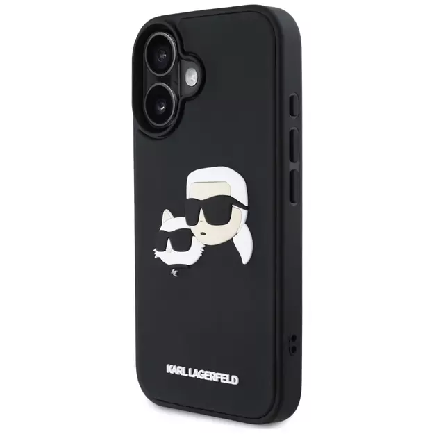 Karl Lagerfeld HC 3D Rubber Double Heads iPhone 16 Case - Black 1
