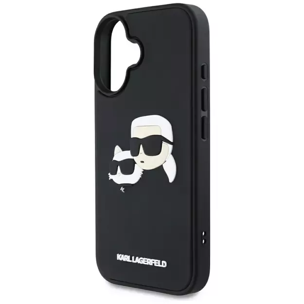 Karl Lagerfeld HC 3D Rubber Double Heads iPhone 16 Case - Black 5
