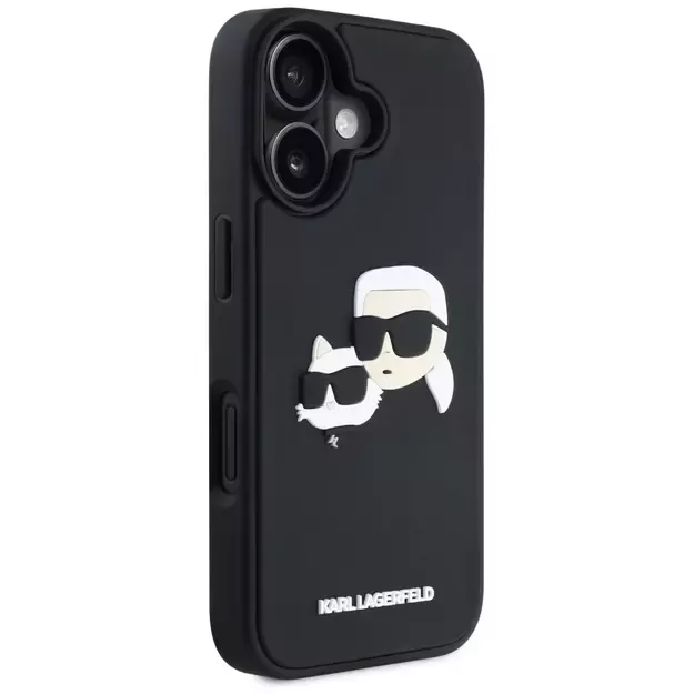 Karl Lagerfeld HC 3D Rubber Double Heads iPhone 16 Case - Black 3
