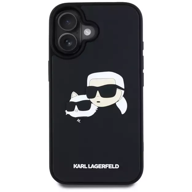 Karl Lagerfeld HC 3D Rubber Double Heads iPhone 16 Case - Black 2