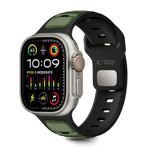 Tech-Protect IconBand Line Strap for Apple Watch 44 / 45 / 46 / 49 mm - Black and Green