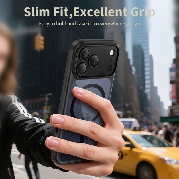 Tech-Protect Magpeak Magsafe CC Case for iPhone 17 Pro - Clear Black 4