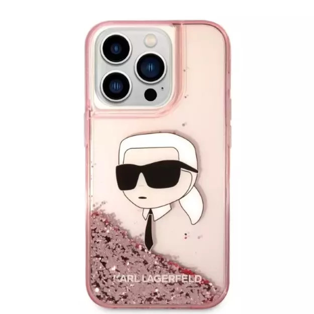 Karl Lagerfeld Glitter Karl&#39 s Head case for iPhone 14 Pro - pink 9