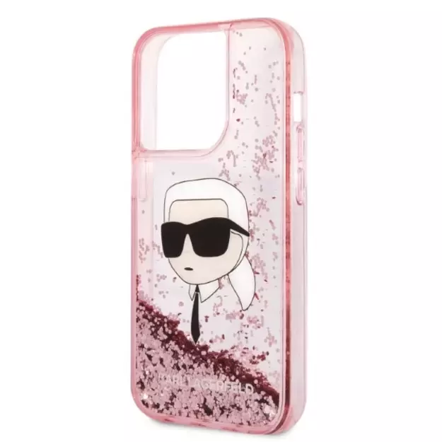 Karl Lagerfeld Glitter Karl&#39 s Head case for iPhone 14 Pro - pink 12