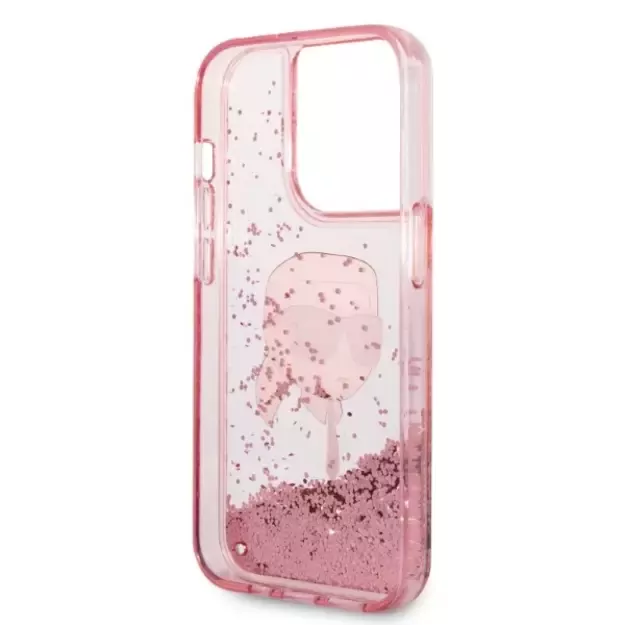 Karl Lagerfeld Glitter Karl&#39 s Head case for iPhone 14 Pro - pink 13