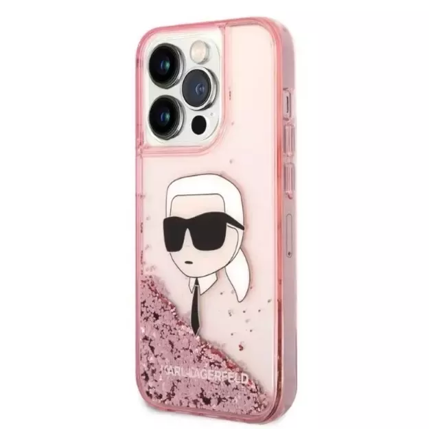 Karl Lagerfeld Glitter Karl&#39 s Head case for iPhone 14 Pro - pink 8