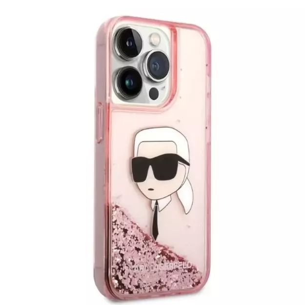Karl Lagerfeld Glitter Karl&#39 s Head case for iPhone 14 Pro - pink 10