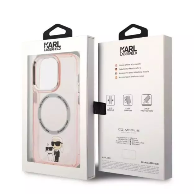 Etui Karl Lagerfeld Iconic Karl&Choupette MagSafe na iPhone 14 Pro Max - różowe 14