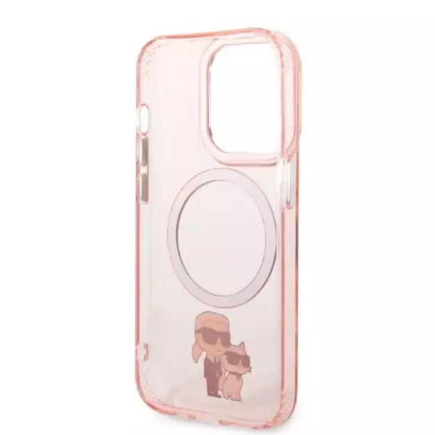 Etui Karl Lagerfeld Iconic Karl&Choupette MagSafe na iPhone 14 Pro Max - różowe 13