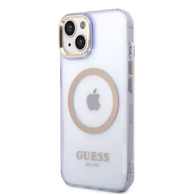 Guess GUHMP14SHTCMU iPhone 14 6.1&quot  purple/purple hard case Gold Outline Translucent MagSafe 9