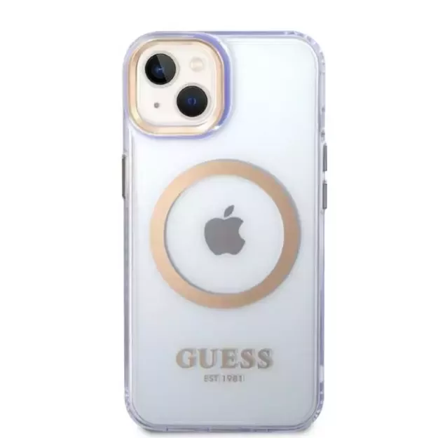 Guess GUHMP14SHTCMU iPhone 14 6.1&quot  purple/purple hard case Gold Outline Translucent MagSafe 10