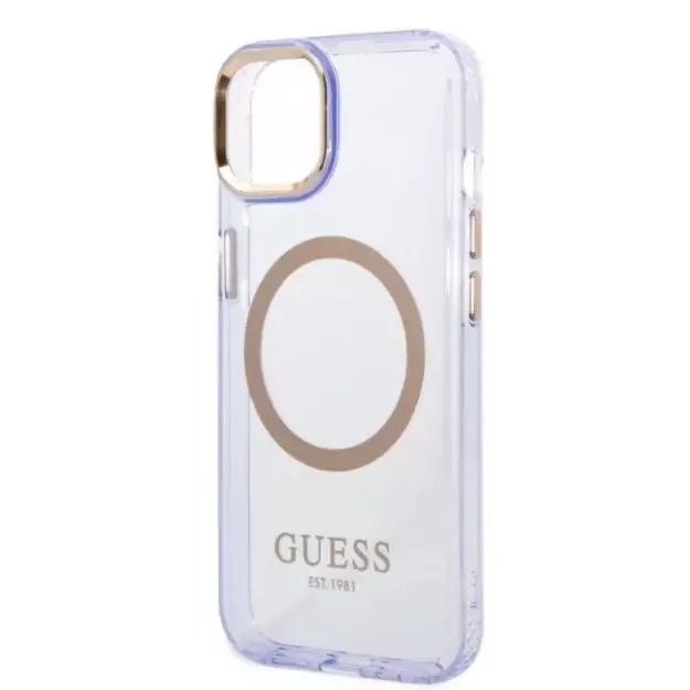 Guess GUHMP14SHTCMU iPhone 14 6.1&quot  purple/purple hard case Gold Outline Translucent MagSafe 13