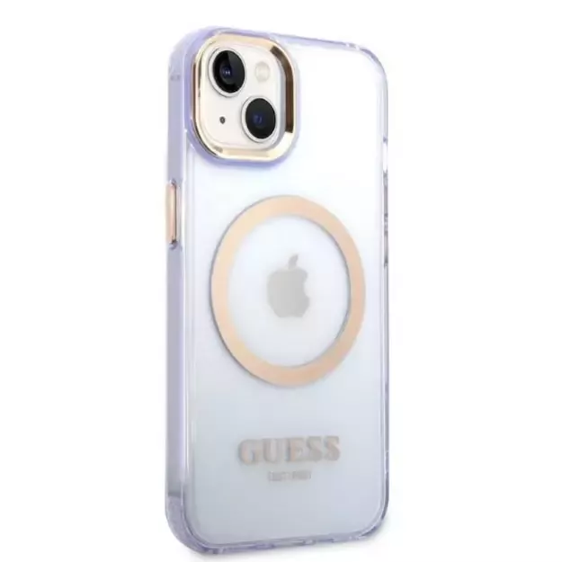 Guess GUHMP14SHTCMU iPhone 14 6.1&quot  purple/purple hard case Gold Outline Translucent MagSafe 11