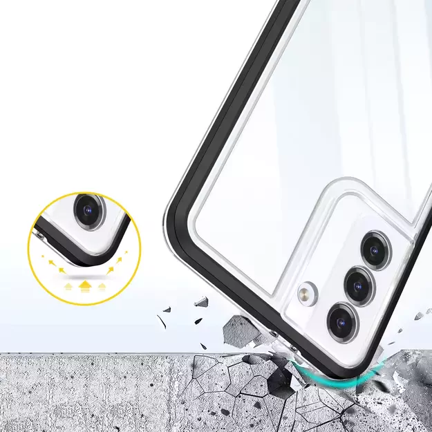 Clear 3in1 case for Samsung Galaxy S23 silicone cover with frame black 10