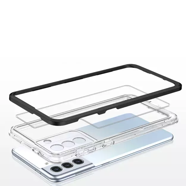 Clear 3in1 case for Samsung Galaxy S23 silicone cover with frame black 9