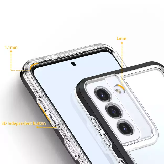 Clear 3in1 case for Samsung Galaxy S23 silicone cover with frame black 8