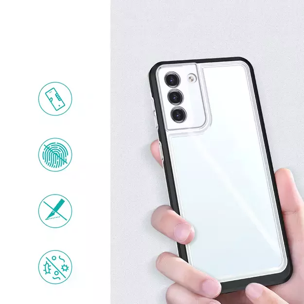 Clear 3in1 case for Samsung Galaxy S23 silicone cover with frame black 12