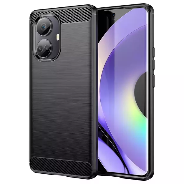Carbon Case case for Realme 10 Pro+ flexible silicone carbon cover black 1