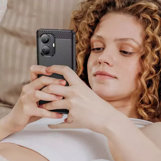 Carbon Case case for Realme 10 Pro+ flexible silicone carbon cover black 10