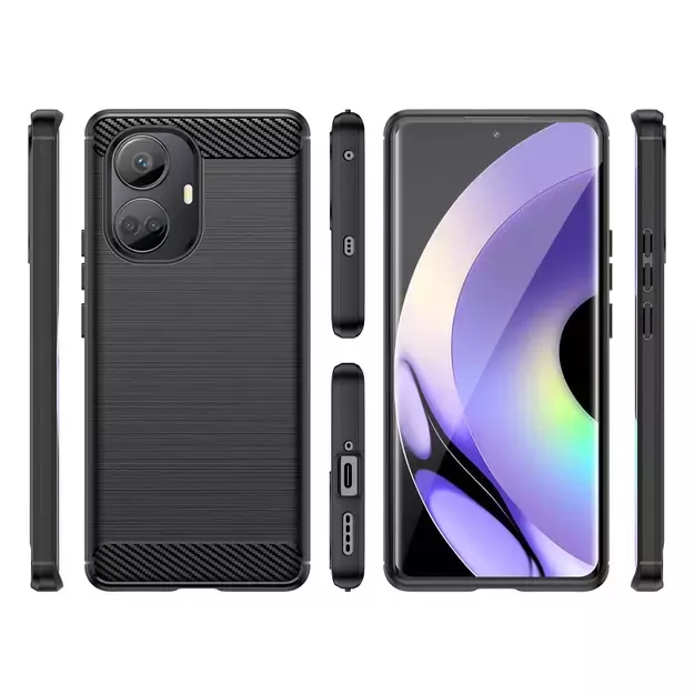 Carbon Case case for Realme 10 Pro+ flexible silicone carbon cover black 2