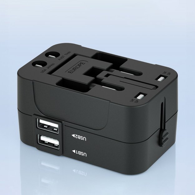 Wozinsky WUTWC Travel Adapter Universal 24W EU / US / AUS / UK / 2x USB-A - Black 10