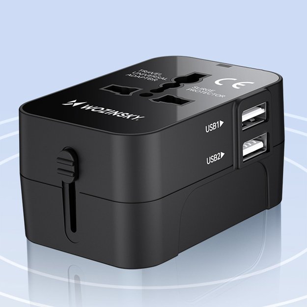 Wozinsky WUTWC Travel Adapter Universal 24W EU / US / AUS / UK / 2x USB-A - Black 13